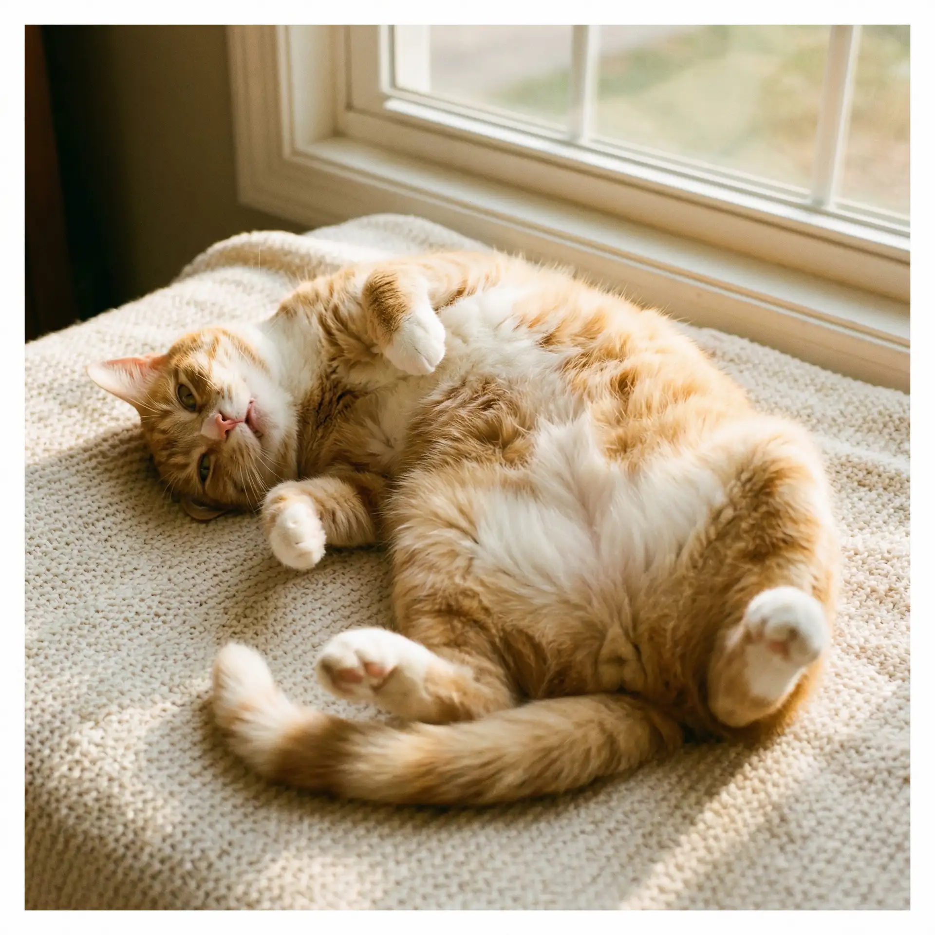 猫咪仰躺露出肚皮 - 八挂海